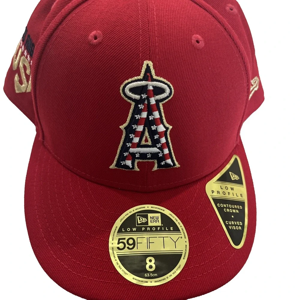 Los Angeles Angels 4th July Flag Hat USA Side Patch New Era 59FIFTY Sz 8 NWT